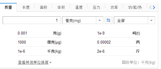 1克等于多少微克（重量的单位）
